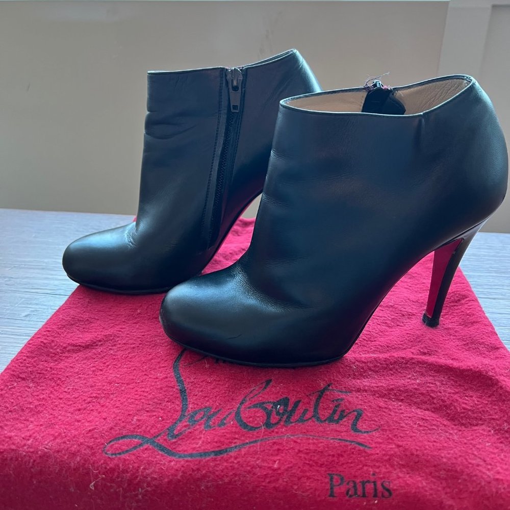 Christian Louboutin Belle Black Leather Ankle Boots 100 - Size 35.5